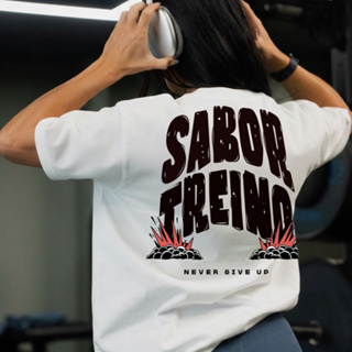 Camisetão T-shirt unissex sabor treino 100% Algodão Feminina Gym Treino Academia Fitness Musculação em Oferta na Shopee