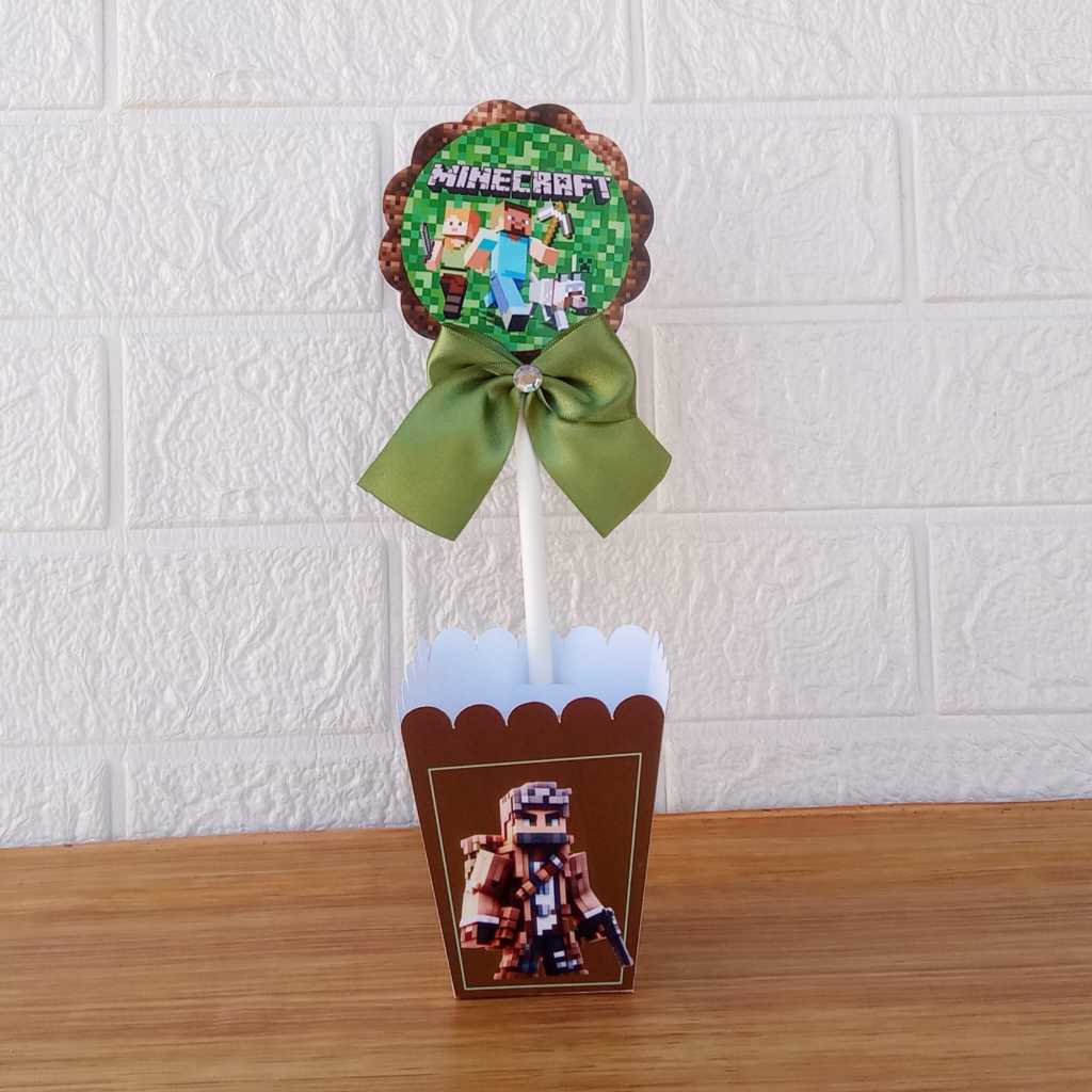 Centro de Mesa Personalizada - Cachepô - Semi-Montadas - Lembrancinha para Festas - Minecraft