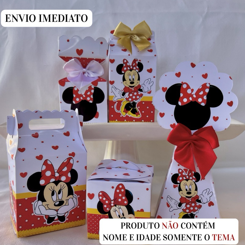 Caixinhas Personalizadas Minnie Vermelha \ Festa \ Lembrancinha\Aniversário\Pegue e Monte \Mimo\Pronta Entrega