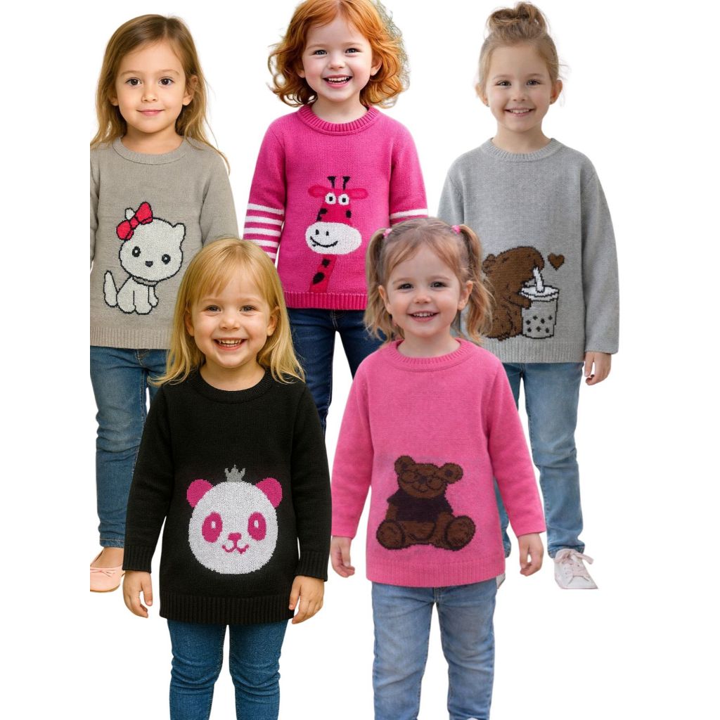 Kit com 3 Blusas de Lã Infantil Para Menina