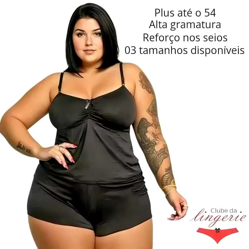 Pijama Plus Size Feminino Liso Verão Curto G1 ao G3 Confortável Malha Fria Em Microfibra em Oferta na Shopee