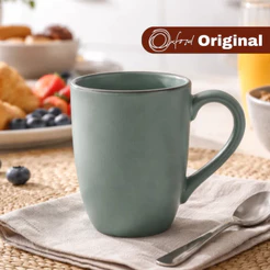Caneca De Cerâmica Flat 350ml Azul Menta Acetinado - Oxford Original