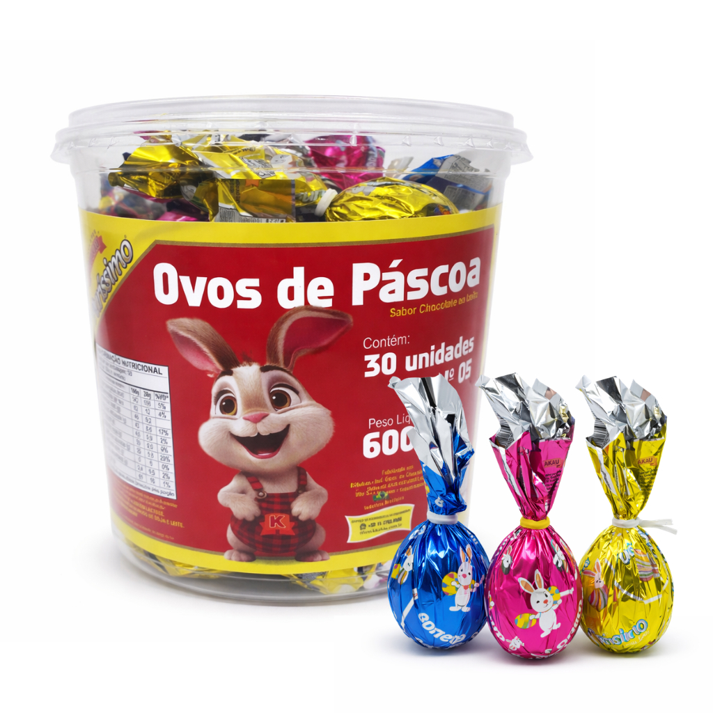Pote Com 30 Ovos da Páscoa de Chocolate Ao Leite 600g Ki Kakau Saboroso Puríssimo em Oferta na Shopee