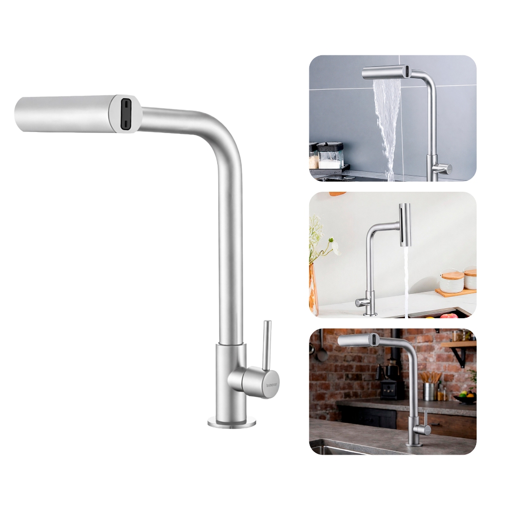 Torneira Gourmet para Cozinha de Bancada Pia 360° Rotativa Moderna Inox 304 Esco