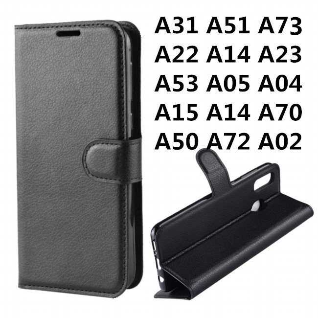 Capa Carteira Couro Samsung A31 A51 A22 A14 A23 A53 A05 A04 A15 A14 A70 A50 A72 A73 A02-Preta