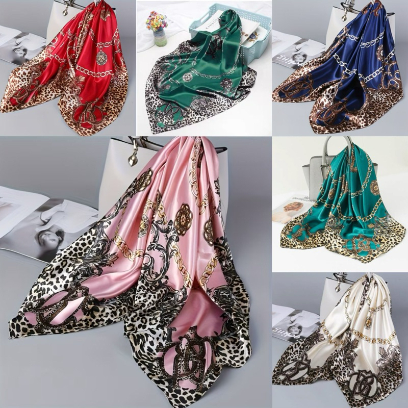 Lenço e Bandanas de Mulher, Lenços de Cabelo Vintage para Todas as Estações com Medidas de 90*90 Cm em Oferta na Shopee