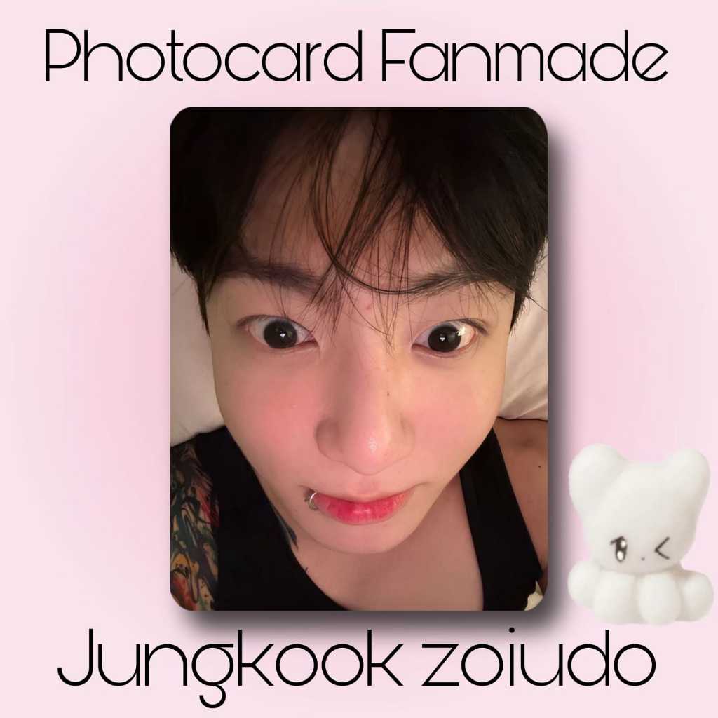 Photocard Fanmade Jungkook zoiudo zoudinho frente e verso BTS Army