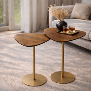 Kit 2 Mesas Laterais Base Aço Inoxidável Afrodite Paleta - 55 e 65cm em Oferta na Shopee