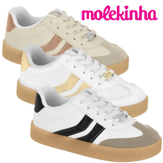 Tênis Infantil Menina Molekinha Casual Listras Laterais Confortável Escolar ORIGINAL - 2582.102 em Oferta na Shopee