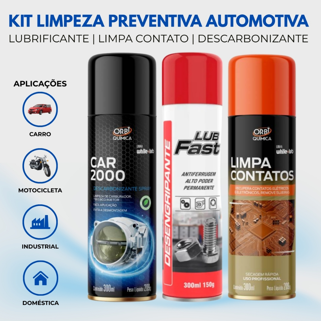Kit Spray 3 em 1 Desengripante Lubrificante Com Limpa Contato e Descarbonizante Limpa TBI Bicos em Oferta na Shopee