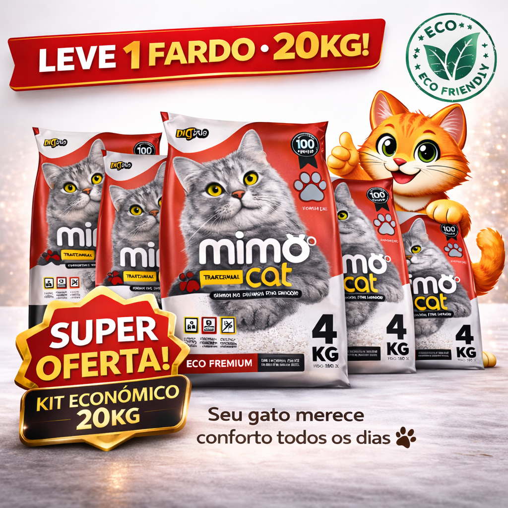 Kit Areia Sanitária Mimo Cat 20KG (5x4kg) | Super Absorvente • Anti-Odor Premium em Oferta na Shopee