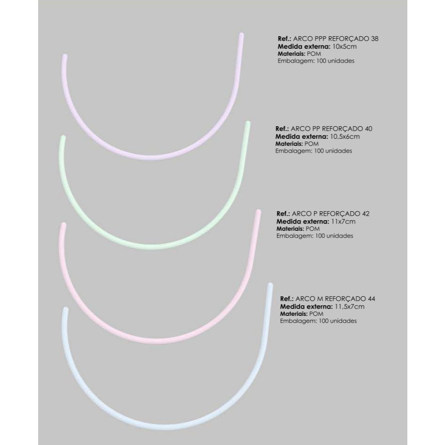 Kit 10 Par Pares de Aro Arco Plástico Confecçao Sutiã Reforçado Lingerie Biquíni  PP P M G GG GGG