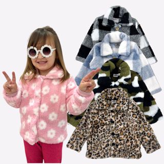 Casaco Teddy Xadrez Infantil Peluciado Inverno Quentinho Sobretudo Jaqueta em Oferta na Shopee