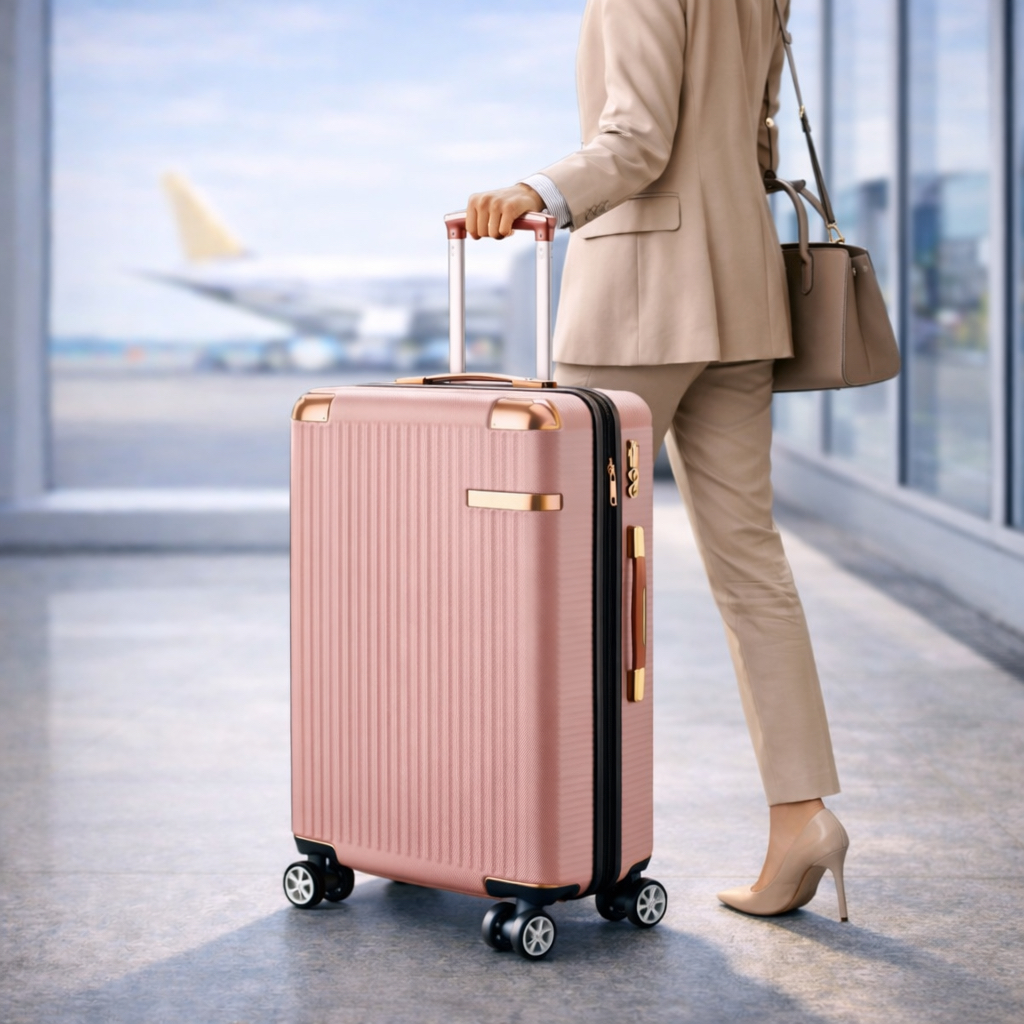 Mala de Viagem ABS 10kg Bordo Rose Rígida Leve Rodinhas 360 Expansível Antifurto Resistente em Oferta na Shopee