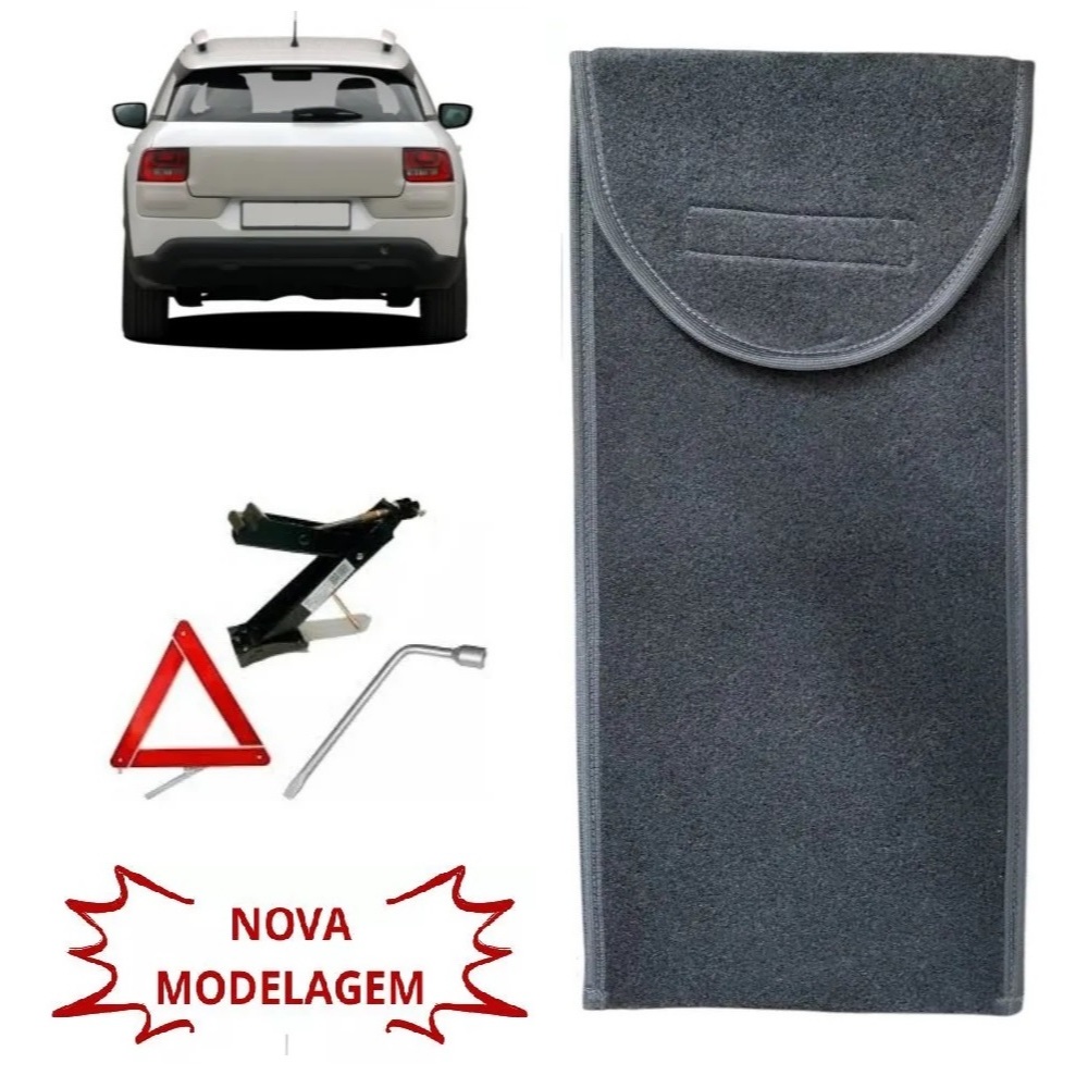 Capa Bolsa Armazena Porta Macaco Triângulo Chave Roda Automotivo Multiuso Velcro Porta MalaUniversal