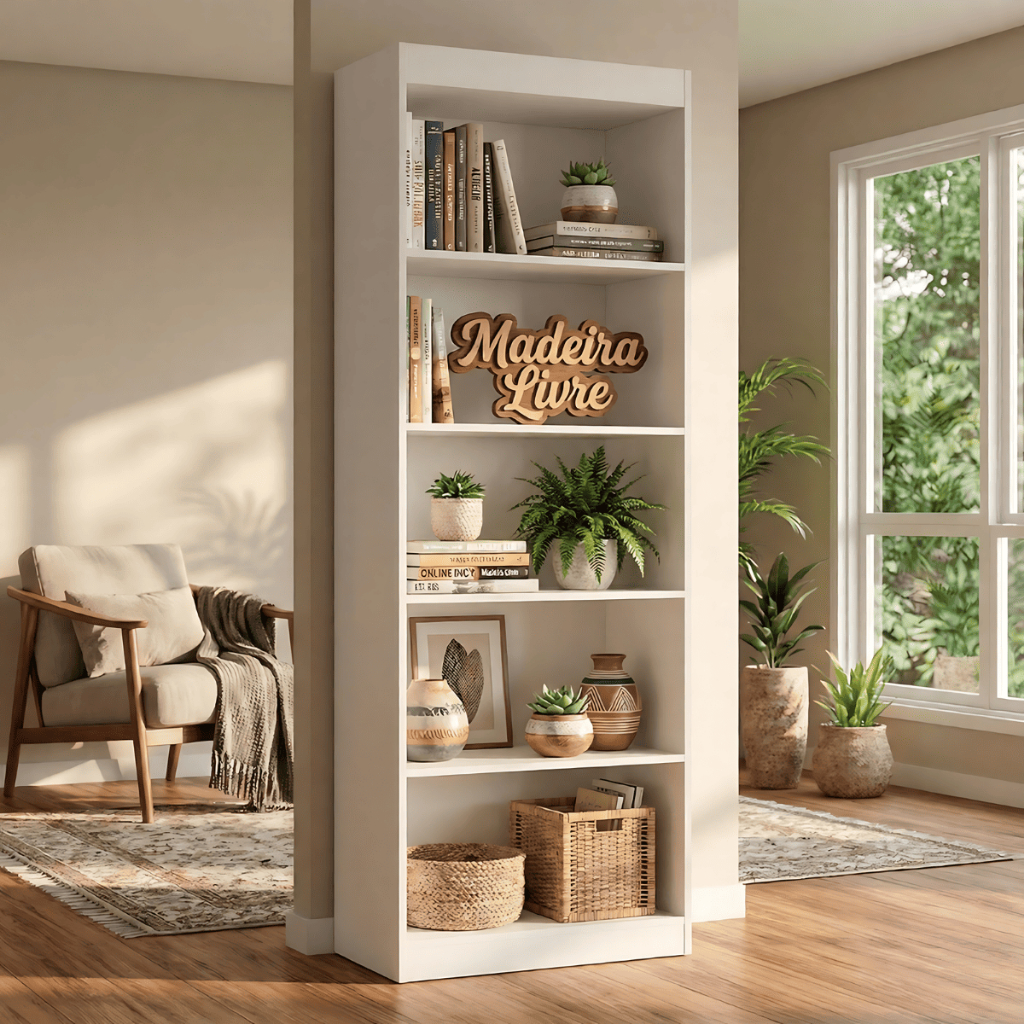 Estante Livreiro Multiuso Bipartido 5 Prateleiras Organizador para Sala Quarto Escritório Livros