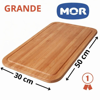 Tábua de Corte Churrasco Bambu 50x30 cm Grande com Canaleta Mor