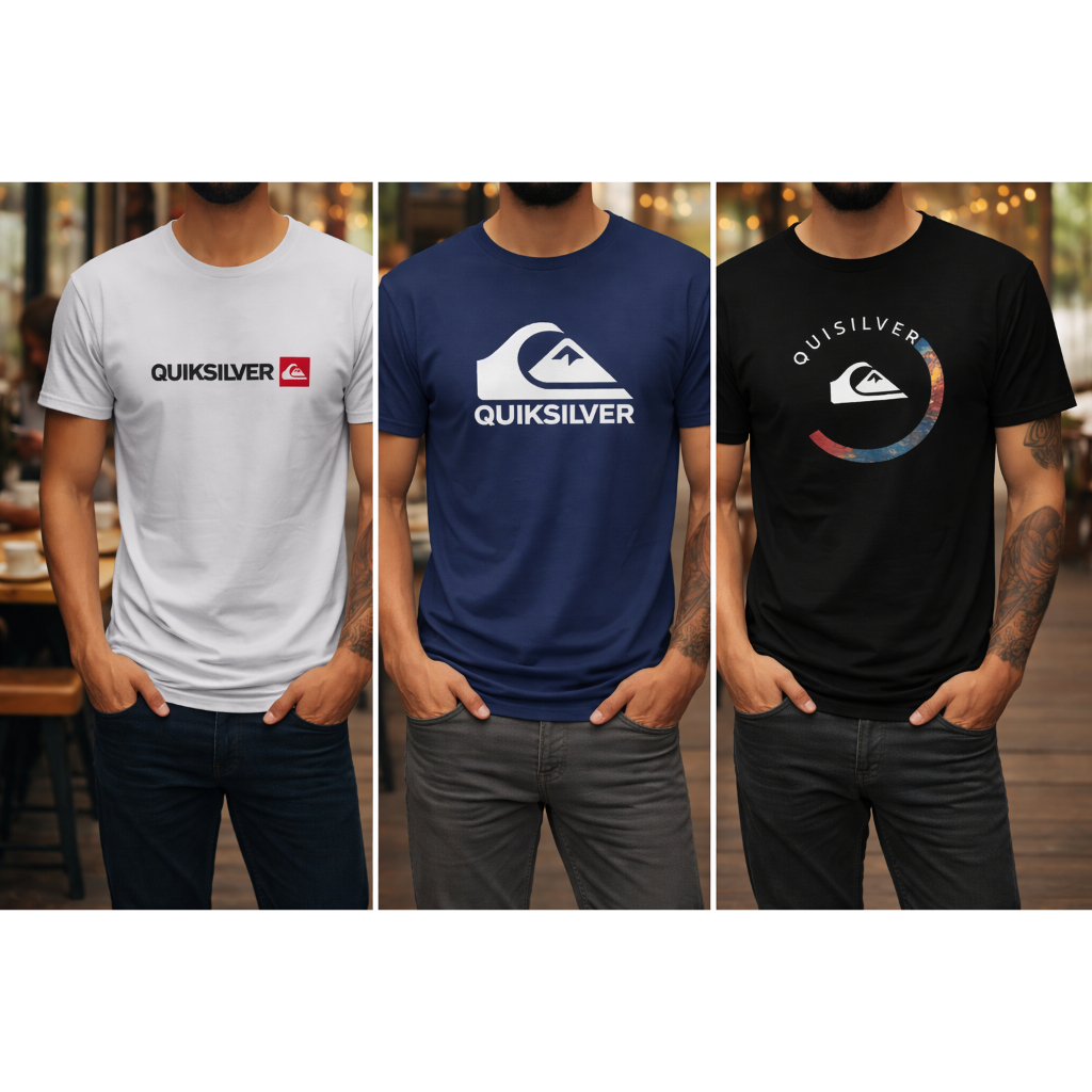 KIT 3 Camisetas Quiksilver 100% Algodao Premium Macia em Oferta na Shopee