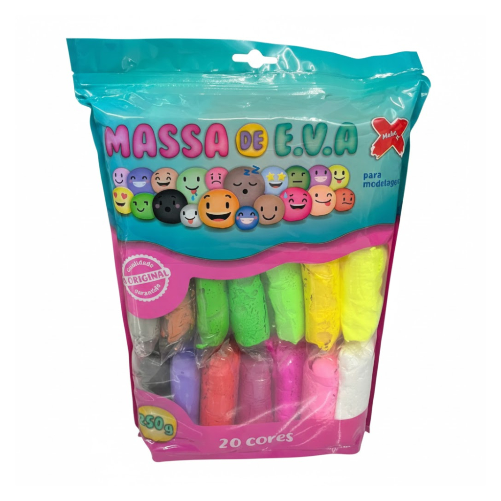 Massa de biscuit Make+ Eva Para Modelagem 20 Cores do 260g Colorido Infantil Brinquedo Diversão