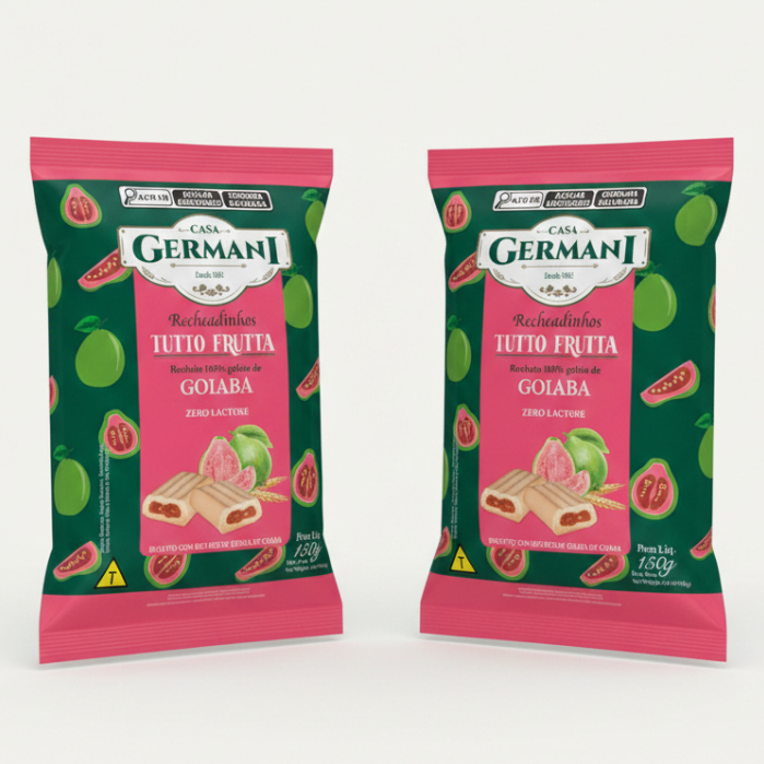 Kit 2 Biscoito Recheado Goiabinha Sem Lactose APLV Germani Gourmet 150G