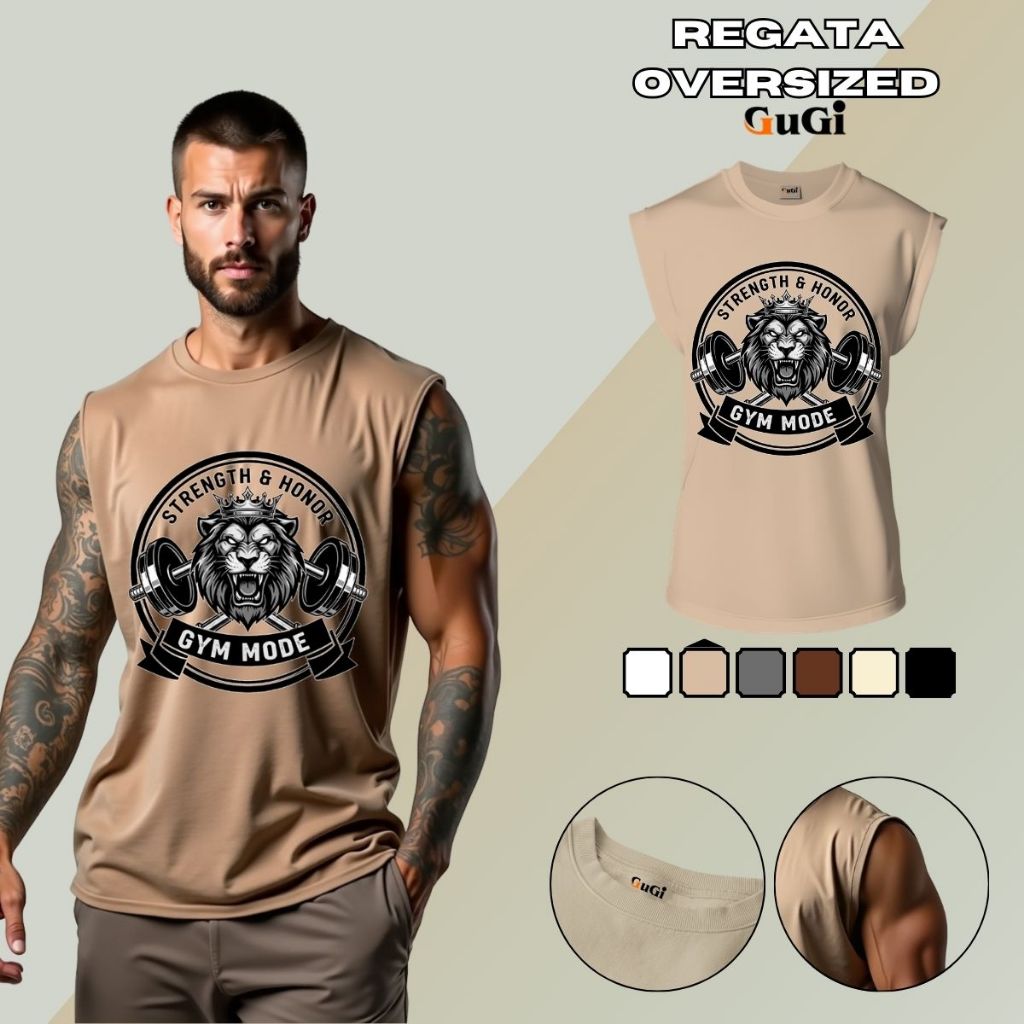 Camiseta Regata Masculina Muscle 100% Algodão Premium Academia Treino Estampa Leão Machão Fitness em Oferta na Shopee