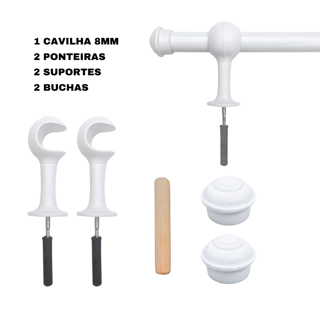 Varão de Cortina 1,20 Metros 19mm Madeira P/ Quarto ou Sala Varal Completo P/ Instalação. em Oferta na Shopee