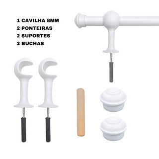 Varão de Cortina 1,20 Metros 19mm Madeira P/ Quarto ou Sala Varal Completo P/ Instalação.