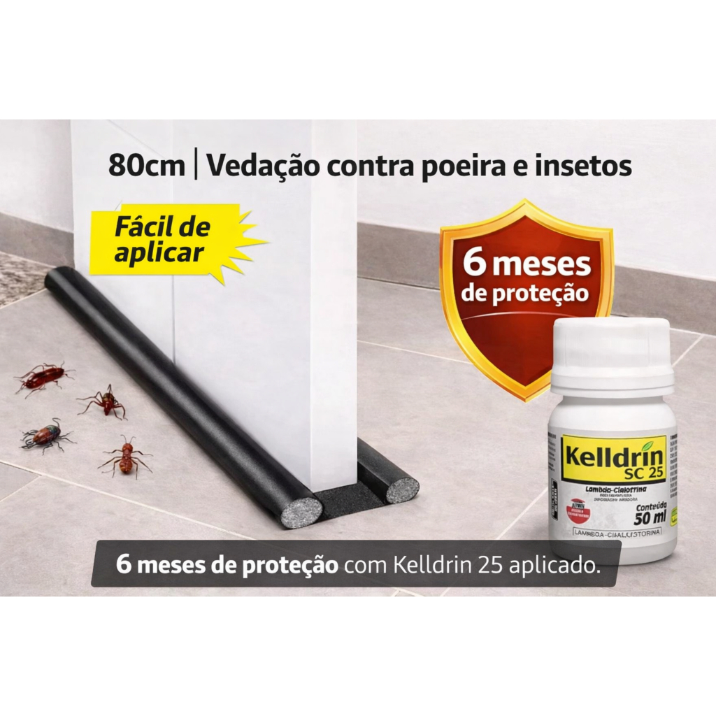 Kit 1 ou 2 Unidades de Veda Porta Ajustável Protetor Rolinho Impermeável 80cm 90cm 100cm