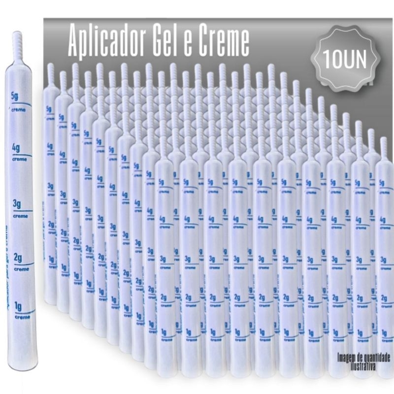 Aplicador Vaginal Para Creme Pomada Gel Descartável 5g Graduado M9 Ginecológico - 10 Unidades