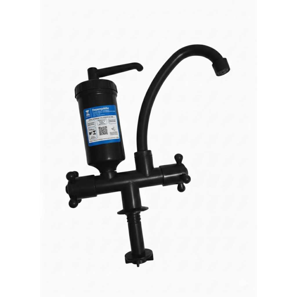 Torneira C/ Filtro De Bancada preto (Crystalina) Com Redução de Cloro em Oferta na Shopee