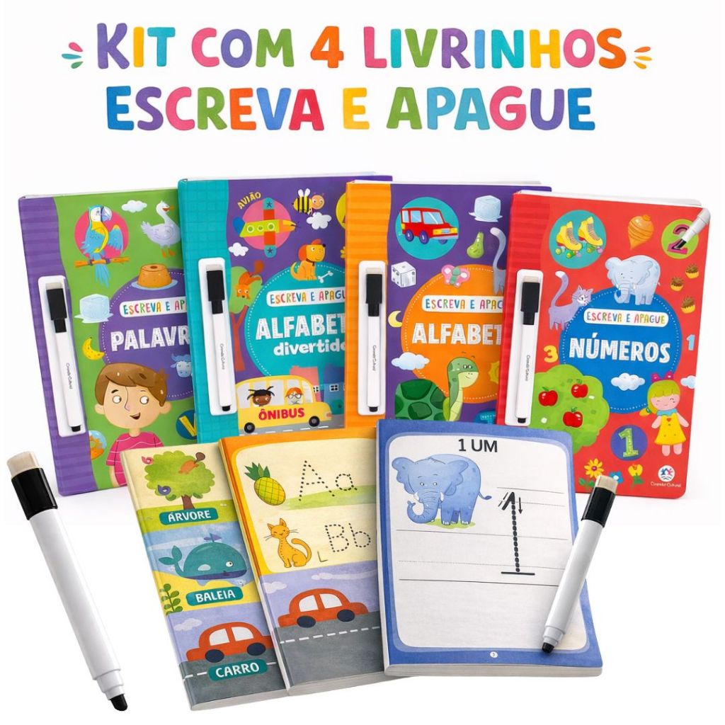Kit Livro de Alfabetização Infantil Atividades Aprender A Ler E Escrever Caligrafia Letra Cursiva Palavras Números em Oferta na Shopee