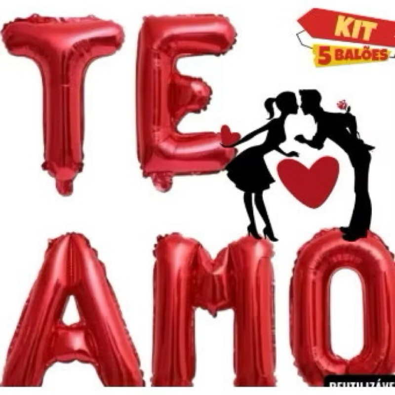 KIT BALÃO TE AMO | RED | VERMELHO | TAM.: 35CM CADA LETRA | DIA DOS NAMORADOS | MÃES | ANIVERSÁRIOS | SURPRESAS | PEDIDO
