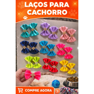 kit 10/20/30/40/50 Laços para Cachorro Fêmea e macho com Strass – Lacinho Pet banho e tosa  (cores variadas) em Oferta na Shopee