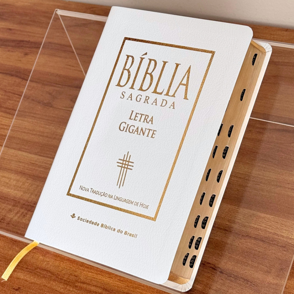 Biblia Sagrada NTLH com Letra Gigante e Índice Lateral | Capa Luxo Branca ideal para Casamento