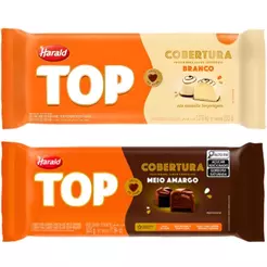 Kit Chocolate Harald Meio Amargo e Branco 500g Confeitaria*