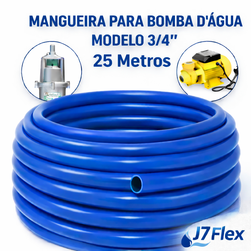 Mangueira 25 Metros 3/4 Alta Vazão Uso em Bomba, Poço, Lava-Rápido
