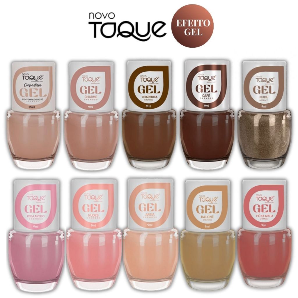 Esmalte Efeito Gel Novo Toque Kit 10 Cores Tons Nude e Rosa Seca Sem Cabine Manicure Pedicure Lançamento em Oferta na Shopee
