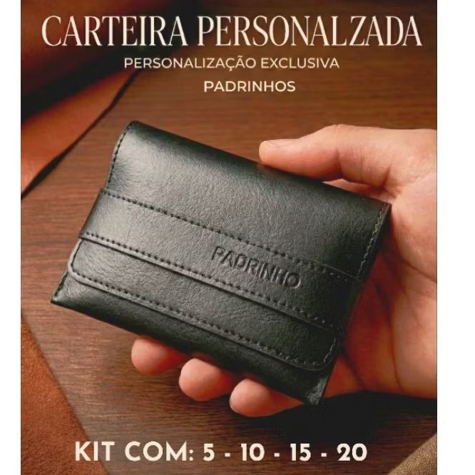 Kit 20 Carteira e Chaveiro Personalizado Padrinho Casamento