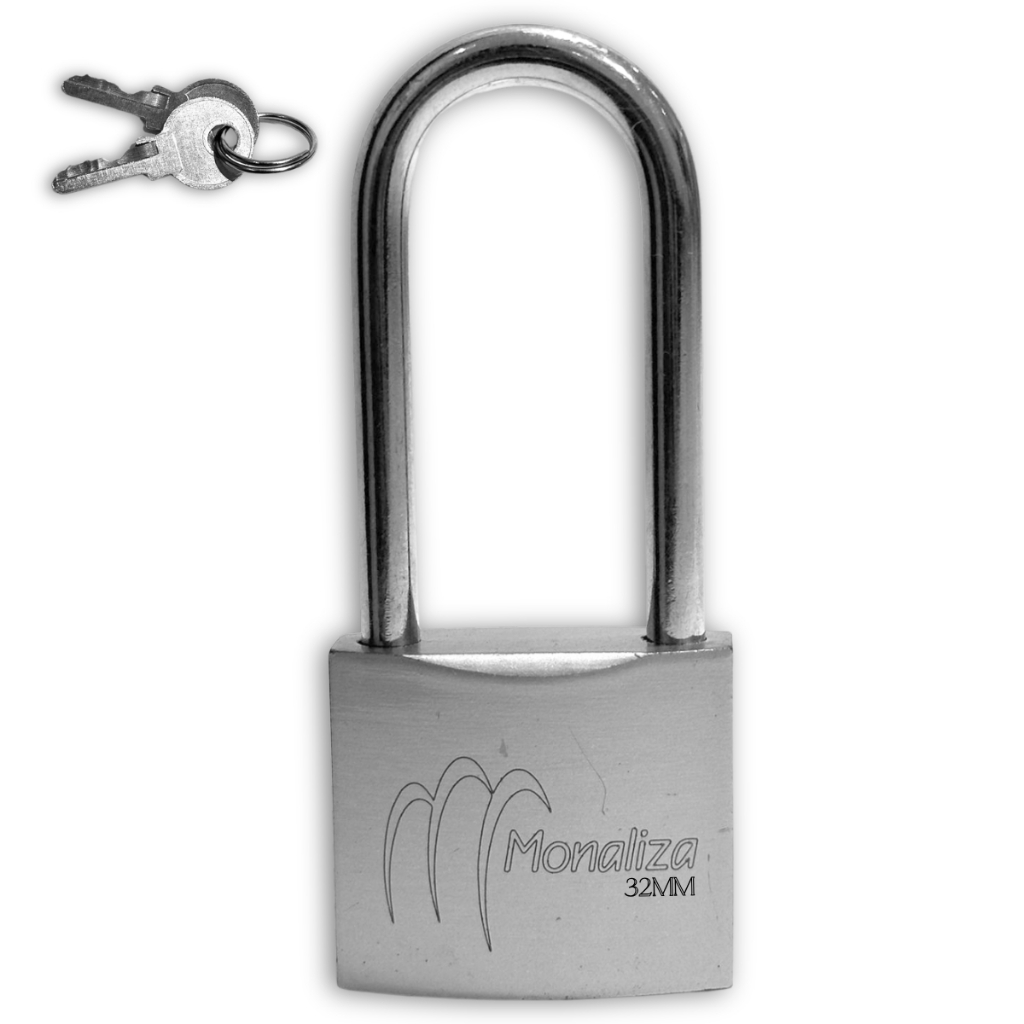 Imagem Cadeado Médio Portão Estepe Bike Armario Academia Mala Mochila Janela Haste Longa Chave Segurança