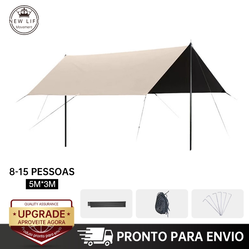 Toldo Camping Impermeável Anti-UV, Ideal para Piquenique e Aventuras ao Ar Livre