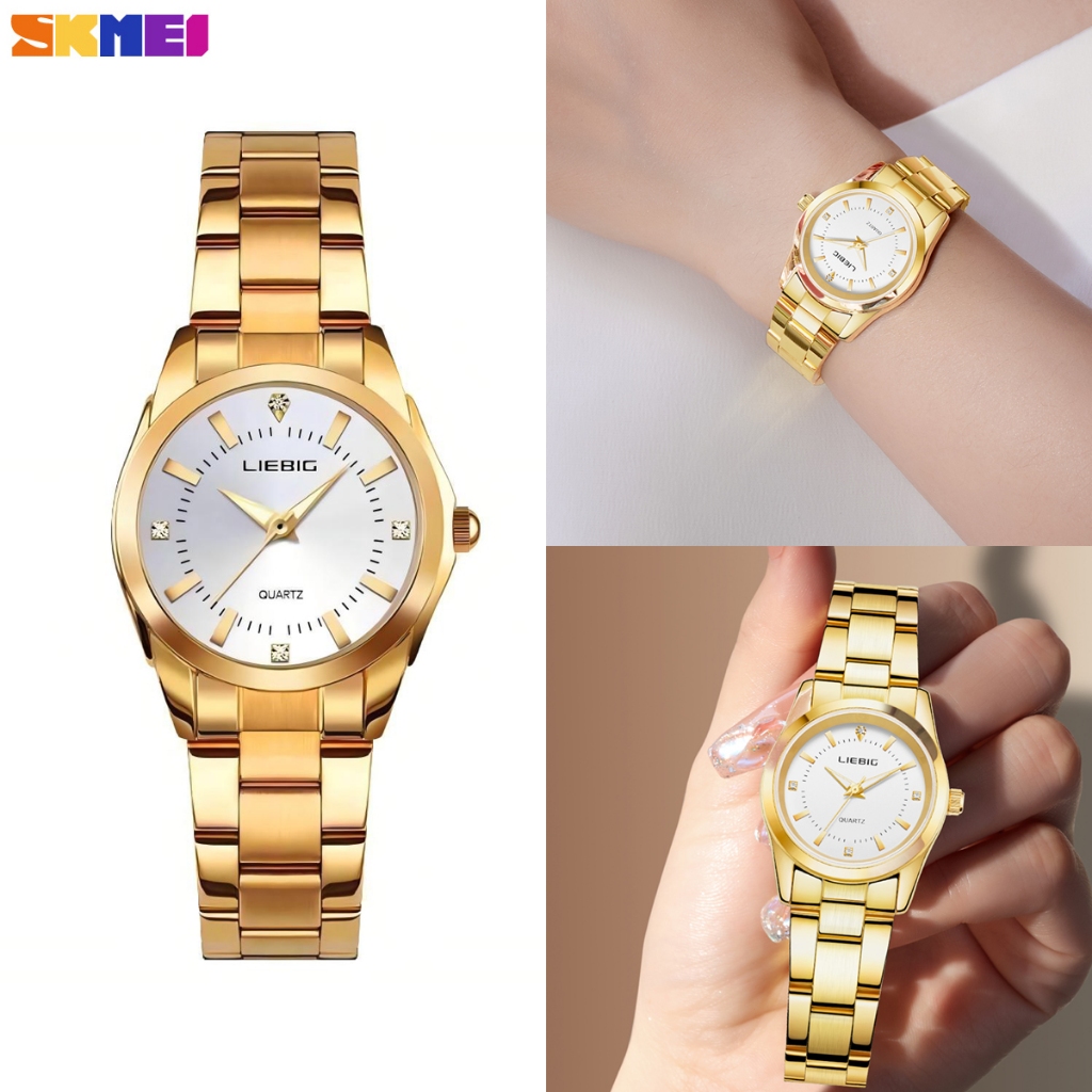 LIEBIG L4005 Relógios femininos de quartzo de luxo Caixa de relógio à prova d'água em aço inoxidável em Oferta na Shopee