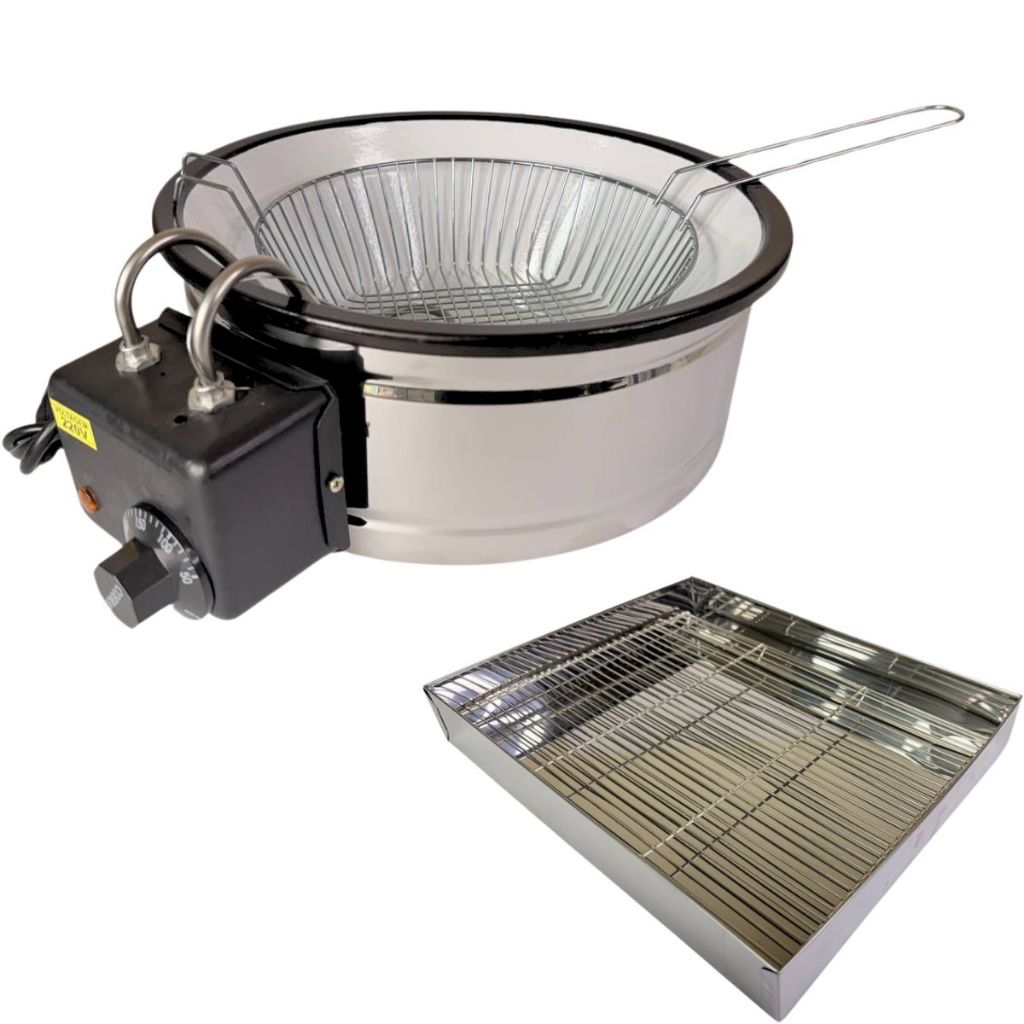Kit Fritadeira Elétrica Tacho 5L 110V Esmaltado + Escorredor