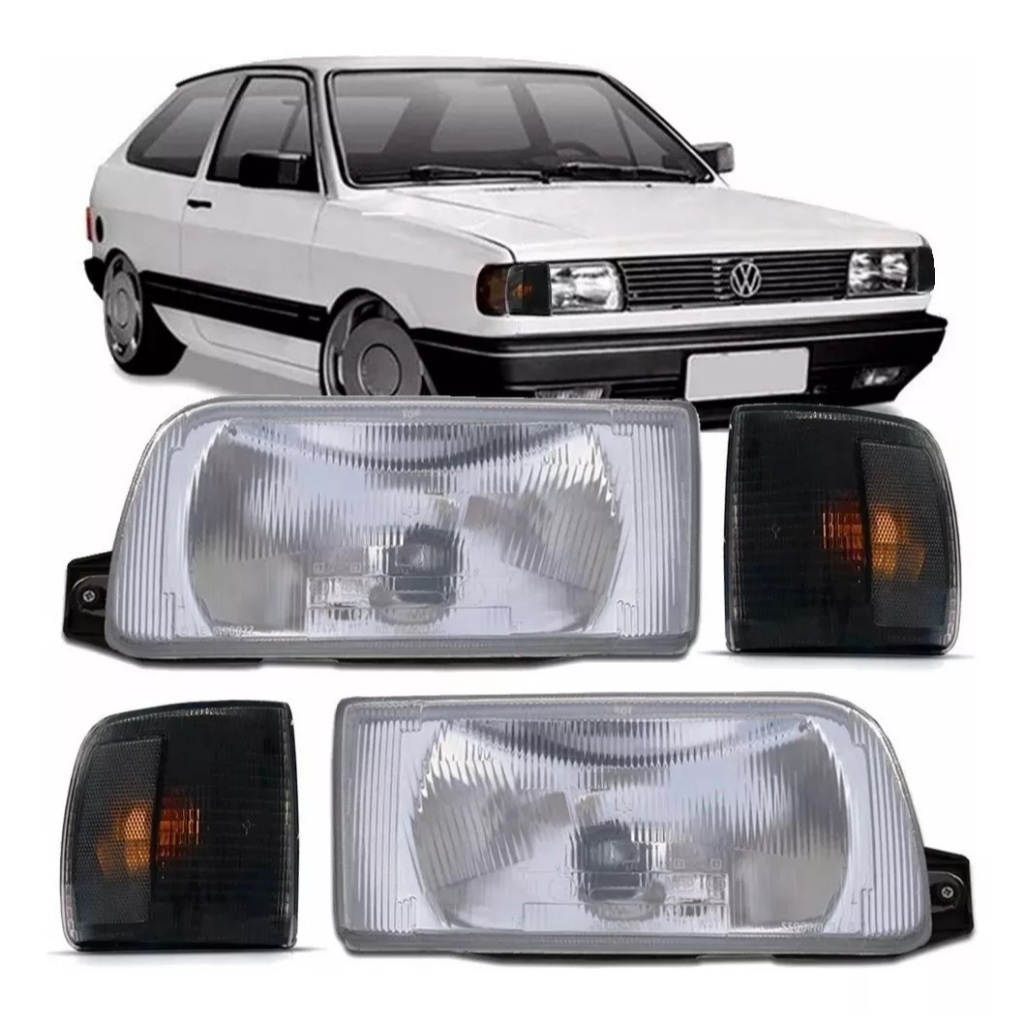 Par Farol Vidro Gol Quadrado Parat 91 92 93 94 + Piscas Fume em Oferta na Shopee