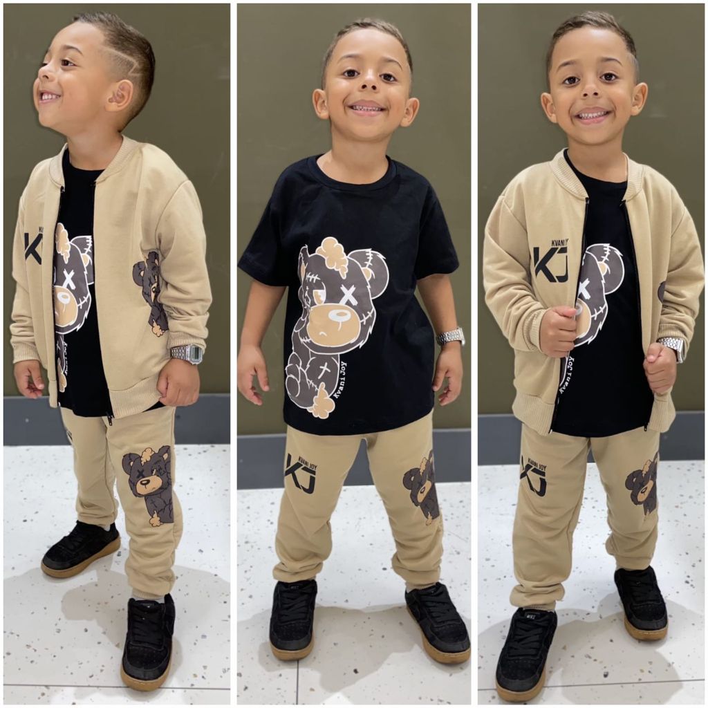 Conjunto infantil 2 e 3 peças - Conjunto Infantil de Inverno Três peças ou Calça + Casaco Chimpa quentinho 2 ao 12 Anos