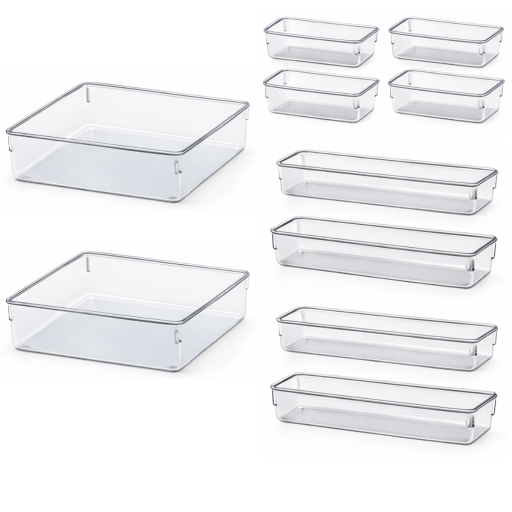 Kit até 10 Organizador Modular Multiuso de Acrilico Gaveta Geladeira em Oferta na Shopee