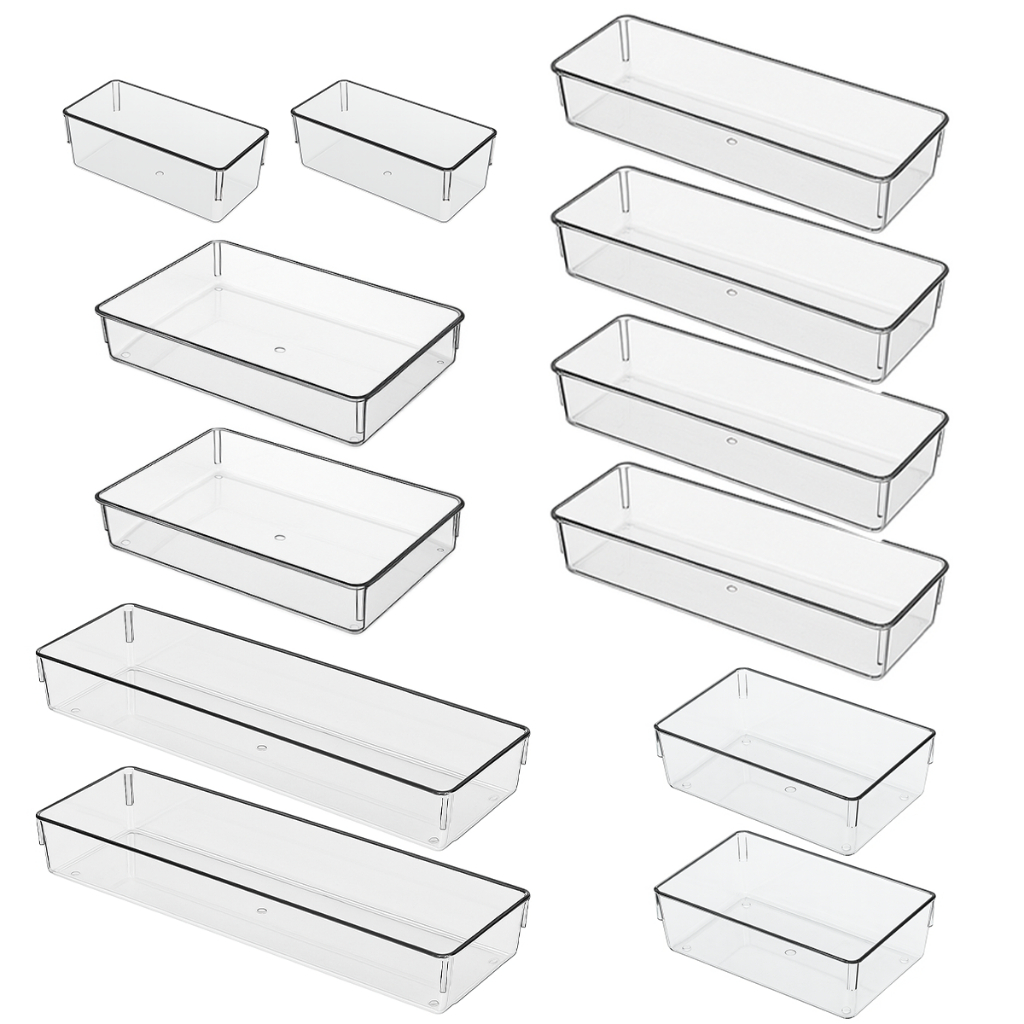 Kit 12  Organizador de Maquiagem, Geladeira e Gavetas Modular Acrílico Organizador de Acrílico