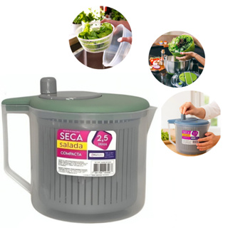 Centrífuga Compacta Seca Salada 2,5 Litros Secador Manual Folhas Verduras Frutas Vegetais em Oferta na Shopee
