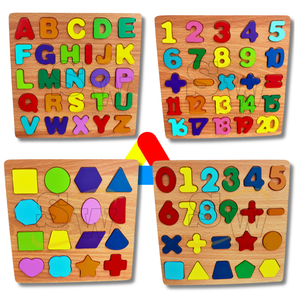 Brinquedo Letras e Numeros de Madeira Tabuleiro Aprendendo Alfabeto