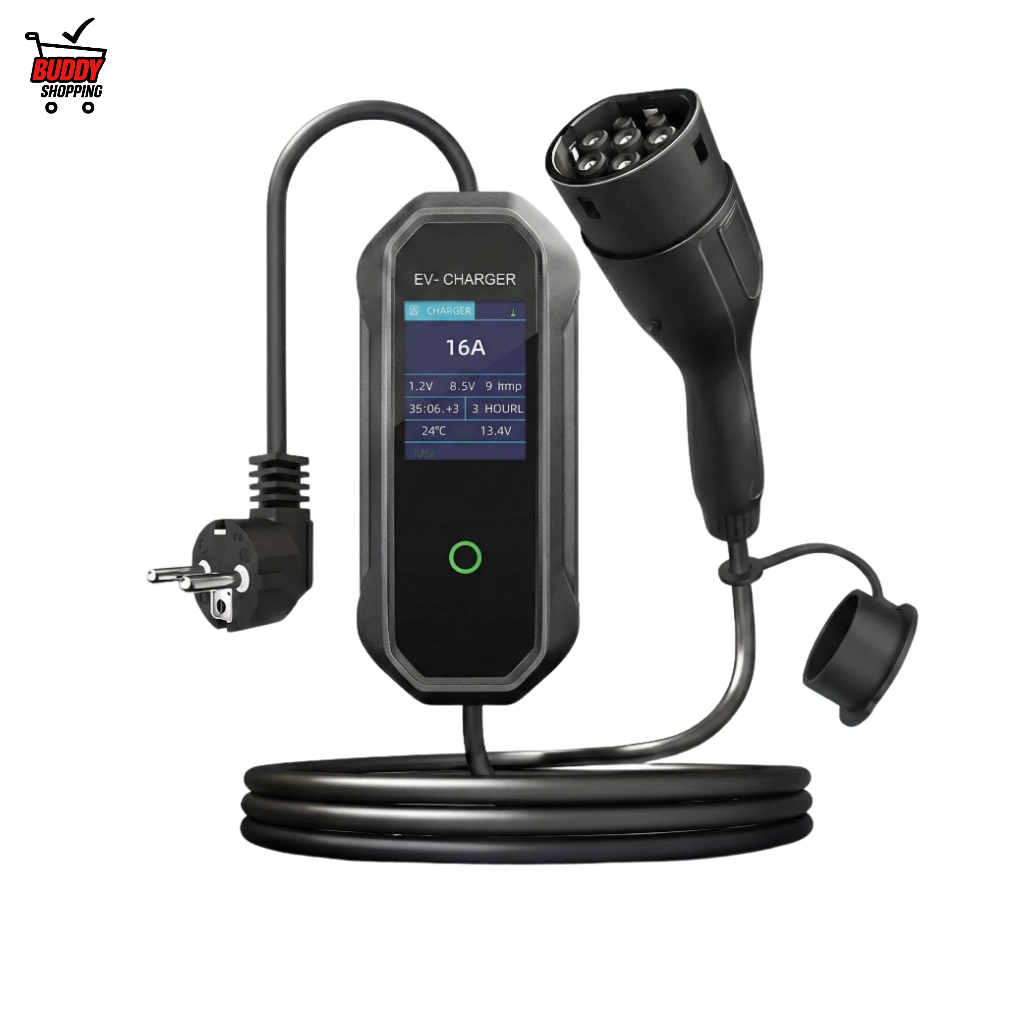 CARREGADOR AUTOMOTIVO | Carregador Veículo Elétrico Portátil Tipo 2 16A 220V LCD ACE-3516 em Oferta na Shopee