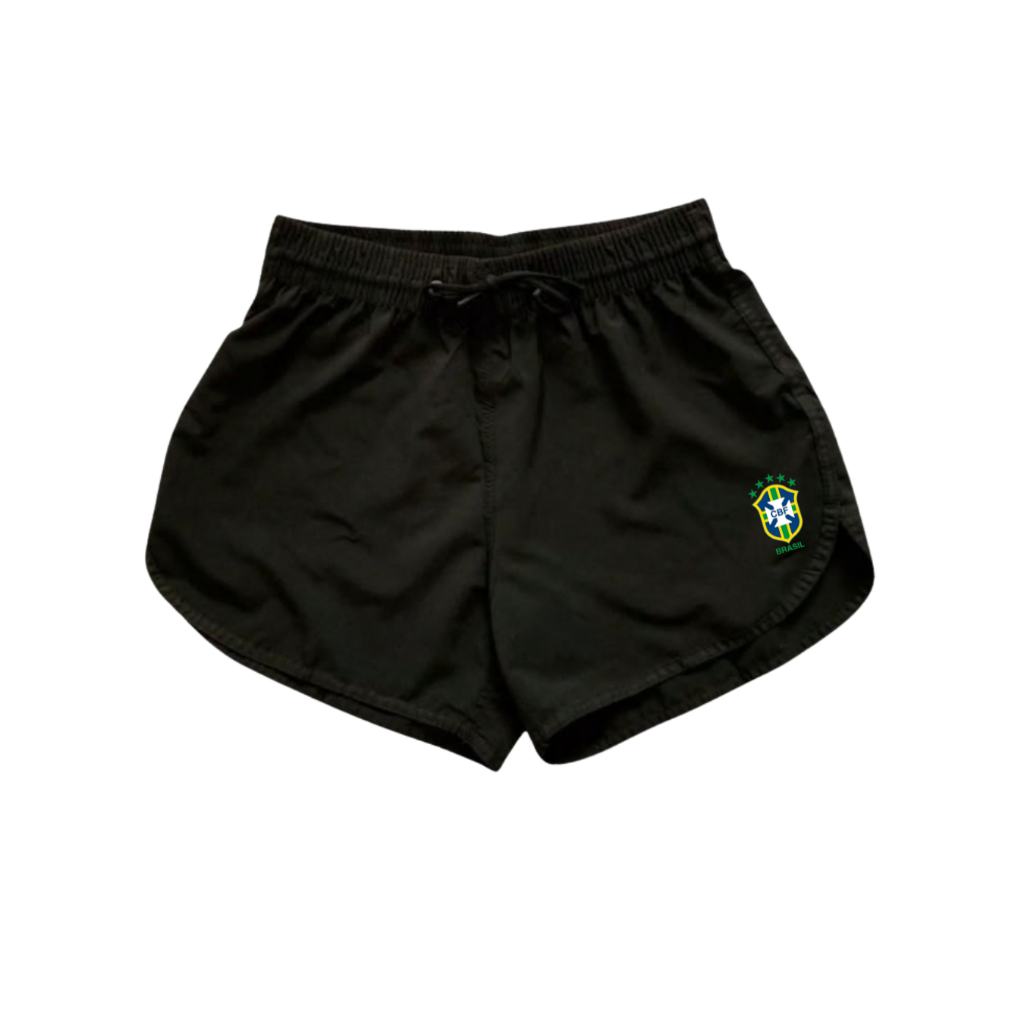 Short Tactel Feminino Brasil Mauricinho Moda Praia Verão Piscina Academia Esportes Treino Corrida Confortável E Versátil